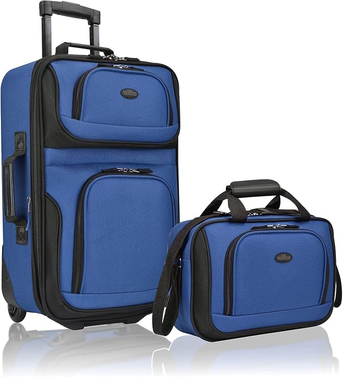 U.S. Traveler Rio Softside Expandable Carry-on Rolling Luggage, Royal Blue by USTraveler