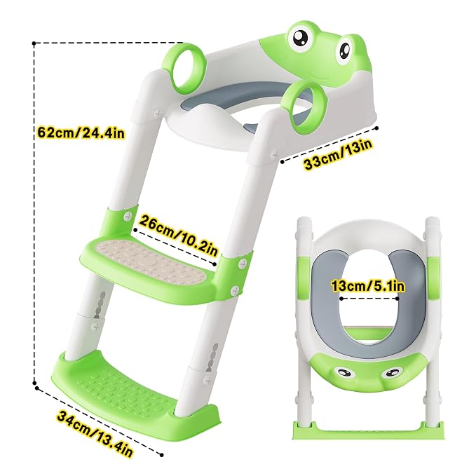 Potty Training Seat with Step Stool Ladder, Toddler Toilet Seat with PU Cushion - Image 2