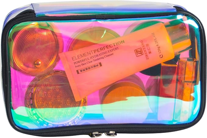 Iridescent TPU Travel Cosmetic Makeup Bag Holographic Clear Makeup Kit - Image 2
