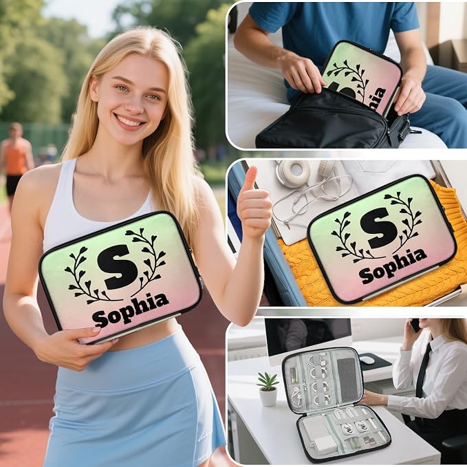 Custom Electronics Organizer Travel Case Personalized Name Initials Cable - Image 7