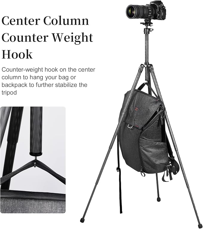 TT2340CE 4-Sections Carbon Fiber Travel Tripod - Image 7