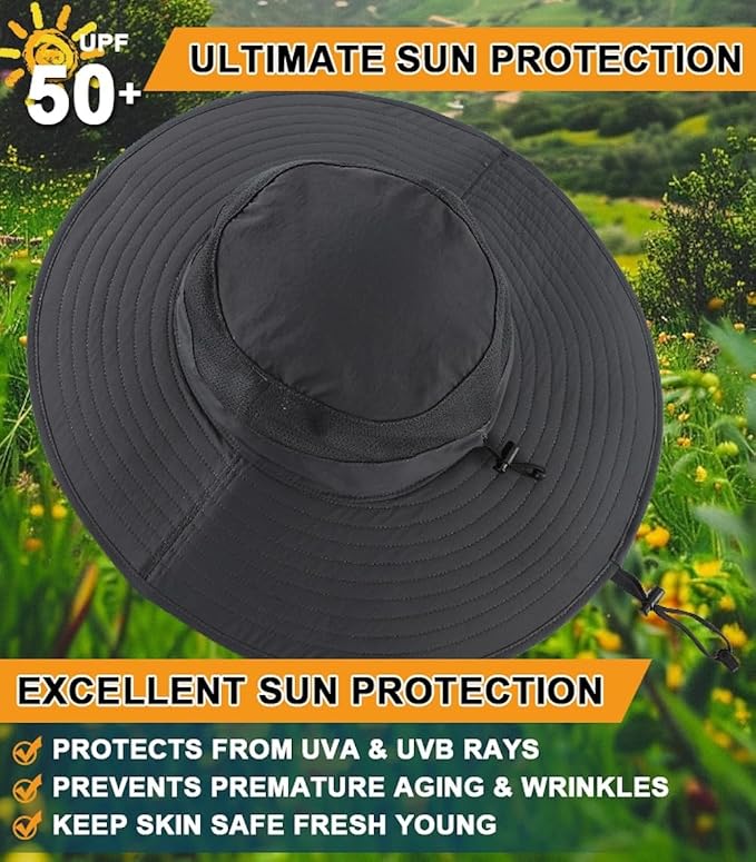 Home Prefer UPF50+ Mens Sun Hat Wide Brim Fishing Hat Foldable Large Brim UV - Image 5