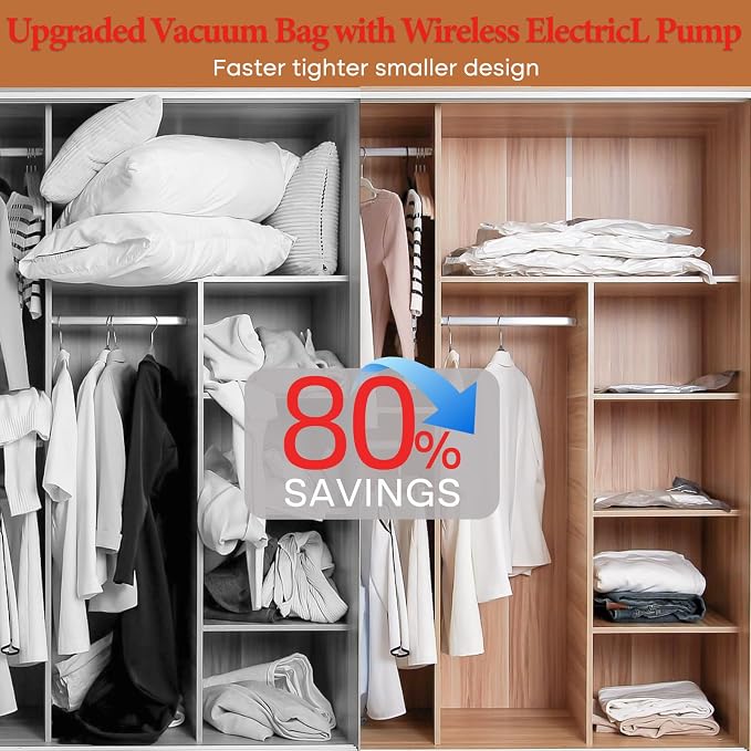 Travel Vacuum Bags with Wireless Charging Air Pump, 12 Pack Vacuum Storage Seal - Image 9