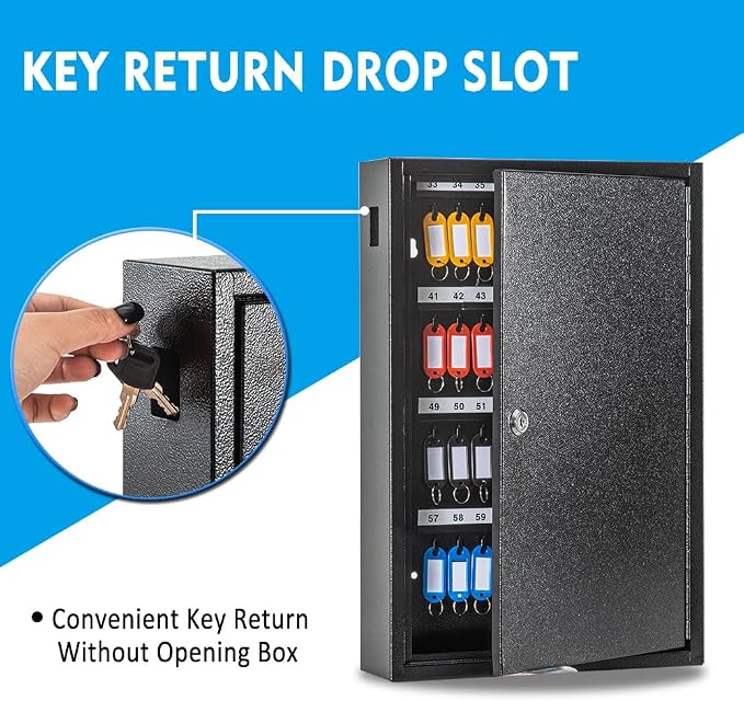 UMEKEN Key Box Wall Mount 100 Position Metal Valet Key Cabinet Lock Box - Image 4