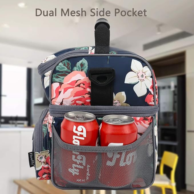 FlowFly Double Layer Cooler Insulated Lunch Bag Adult Lunch Box Large Tote Bag - Image 8