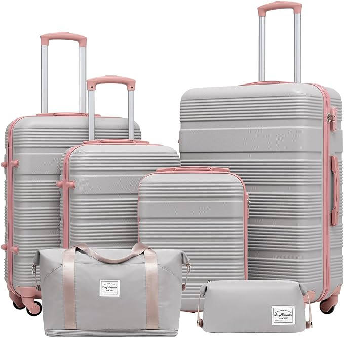 LONG VACATION 6 Piece ABS+PC Hardshell Luggage Set by LONG+VACATION