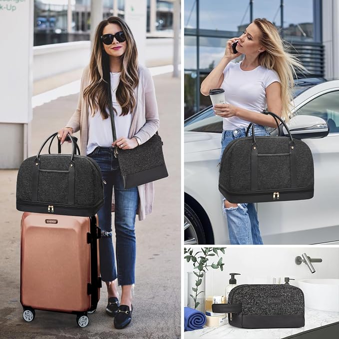 Weekender Bag for Women Canvas Overnight Bag Large Travel Tote Bag Carry on - Image 2
