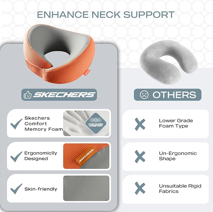 Skechers Women's Memory Foam Neck Pillow, Comfortable & Breathable Travel Pillow - Image 6