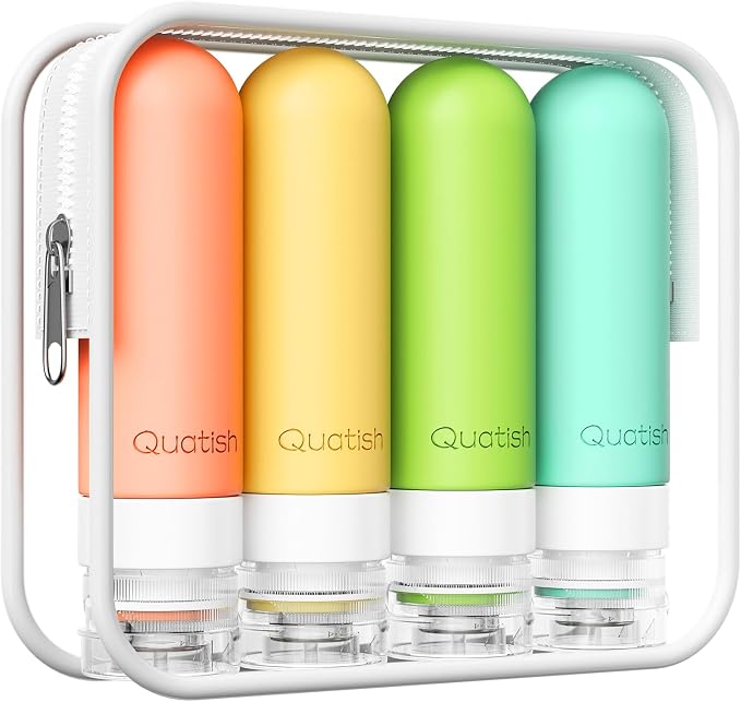 Quatish Travel Bottles for Toiletries, Original Patented Leak Proof Travel Size by Quatish