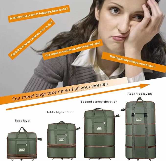 Expandable Large Capacity Travel Bag Oxford Cloth Duffel Bag - Image 3