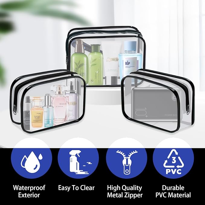 16 Pieces Clear Cosmetic Bags PVC Clear Makeup Bags TSA Approved Toiletry Bag - Image 5
