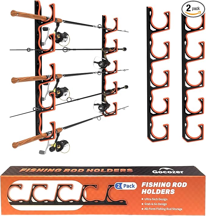 Fishing Rod Holder for Garage, H5 Wall or Ceiling Mounted Fishing Pole Holders by GOCOZER