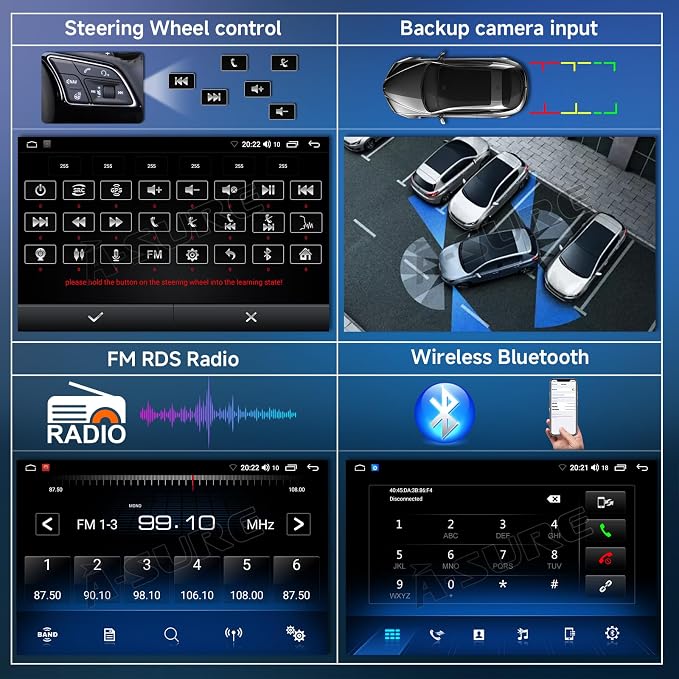 ASURE 2+64GB Car Stereo Radio for Ford Mustang 2010-2014, 10.1 inch 4Core - Image 7