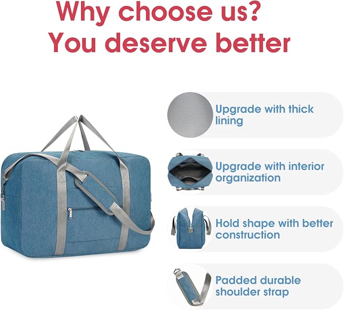Carry on luaggage 22x14x9 Airlines Approved Foldable Carry on Bag Travel Duffel - Image 5