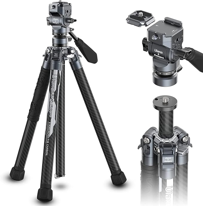 ULANZI F38 Video Travel Tripod, 61.4" Lightweight Carbon Fiber Camera Tripod by ulanzi