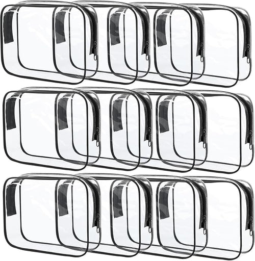 12 Pcs Clear Cosmetic Bag PVC Waterproof Zippered Clear Toiletry Carry Pouch by Eilyliafe
