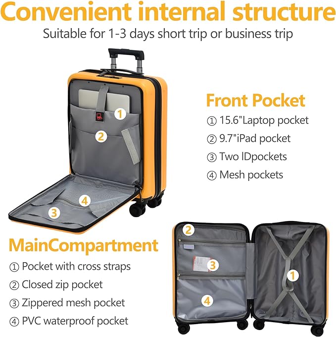 TydeCkare 2pcs 20/28" Luggage Set Lightweight HardShell, Only 20 Inch Carry On - Image 3