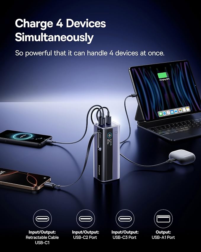 Baseus Laptop Power Bank, 000mAh 145W Portable Charger Built-in Retractable - Image 5