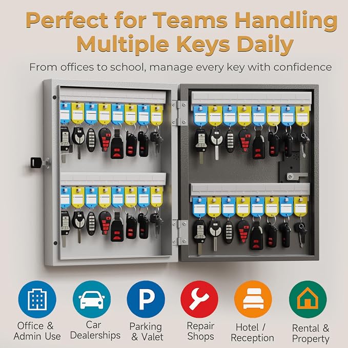 32 Key Lock Box Wall Mount, Smart Key Cabinet One Time Password/APP - Image 6