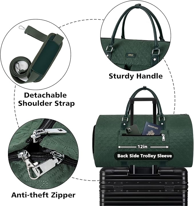 Garment Bag for Travel With Toiletry Bag Convertible Carry On Weekender Bag - Image 3