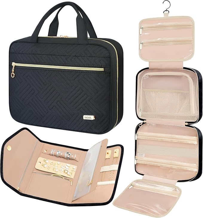 BAGAIL Hanging Toiletry Bag for Women Water-resistant Cosmetic Bag Large by BAGAIL