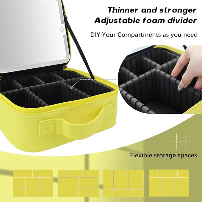 Makeup Bag with Led Mirror, Travel Makeup Organizer with 3 Color Setting - Image 3