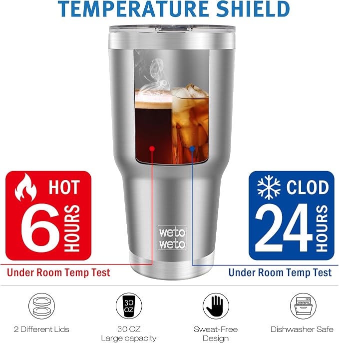 WETOWETO 30oz Tumbler, Stainless Steel Vacuum Insulated Water Coffee Tumbler Cup - Image 5