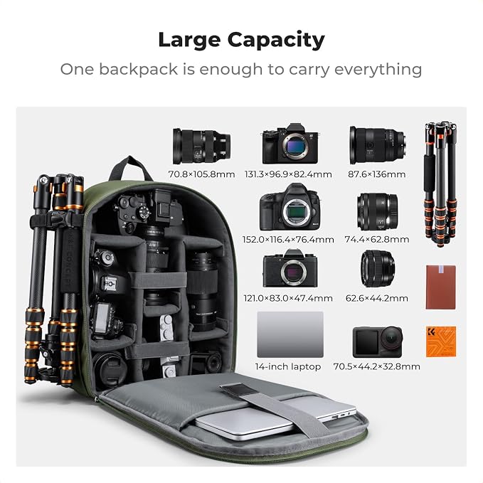 K&F CONCEPT Camera Backpack Bag, Professional DSLR/SLR/Mirrorless Camera Bag - Image 3