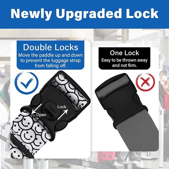 2 Pack Luggage Straps for Suitcases, Adjustable Travel Belt - Image 2