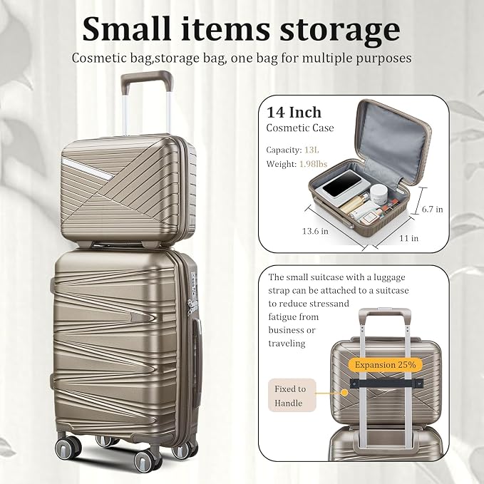 Luggage Set 4 Piece with Spinner Wheel, TSA Approved Expandable Hardshell - Image 6