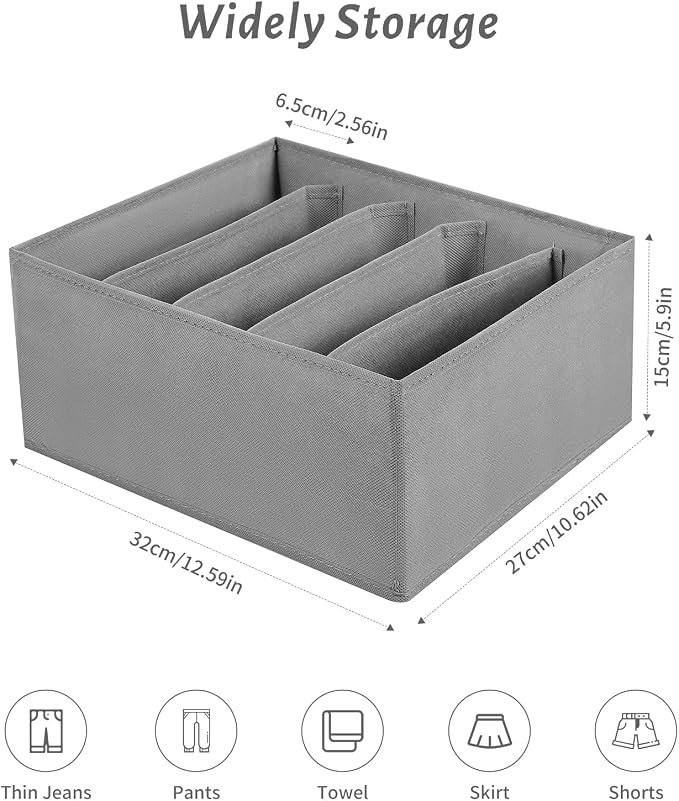 Jeans Drawer Organizers for Clothing, 5 Compartment Wardrobe Storage Box - Image 4