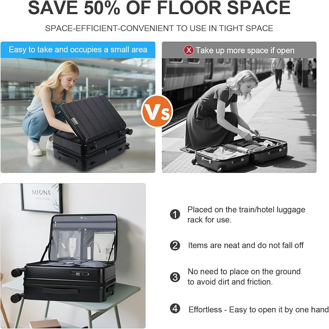 KROSER Carry On Luggage with Spinner Wheels & Built-in TSA Lock, Expandable Top - Image 6