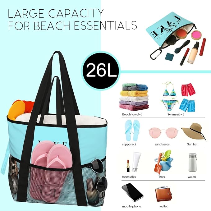 8-Pocket Waterproof Tote for Women -Sandproof Beach Bag - Image 3