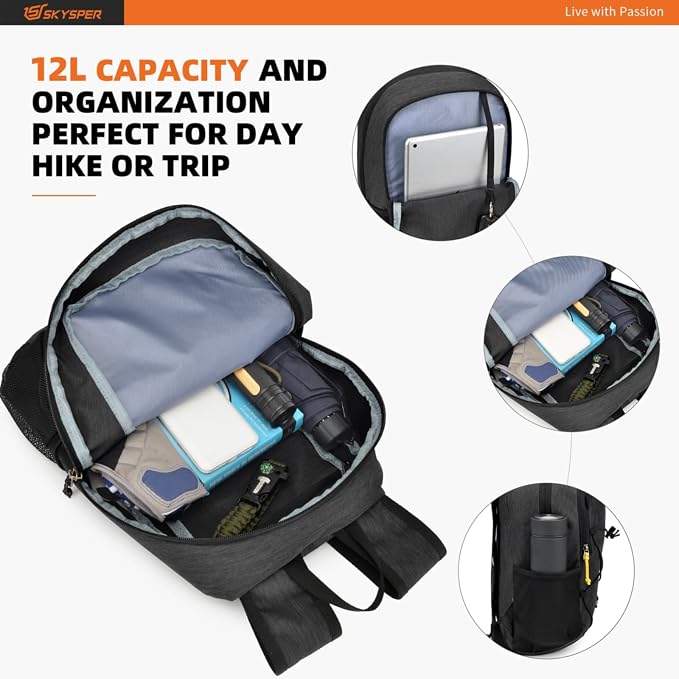 SKYSPER Small Hiking Backpack -12L Lightweight Packable Daypack - Image 3