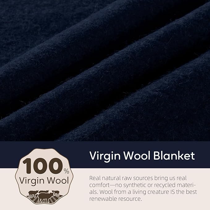 100% Wool Blanket, Military Wool Blanket, Sporting Events, Survival Kits，Navy - Image 5
