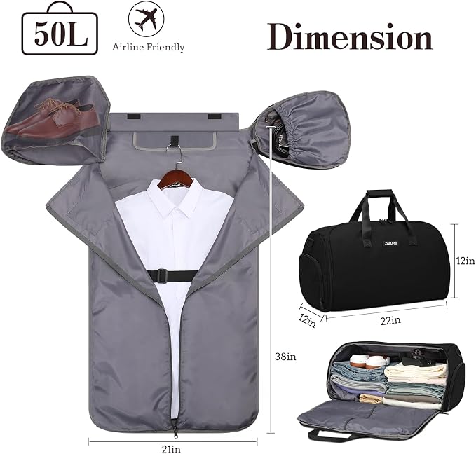 Garment Duffle Bags for Travel, Carry On Garment Duffel Weekender Bag 45L | - Image 4
