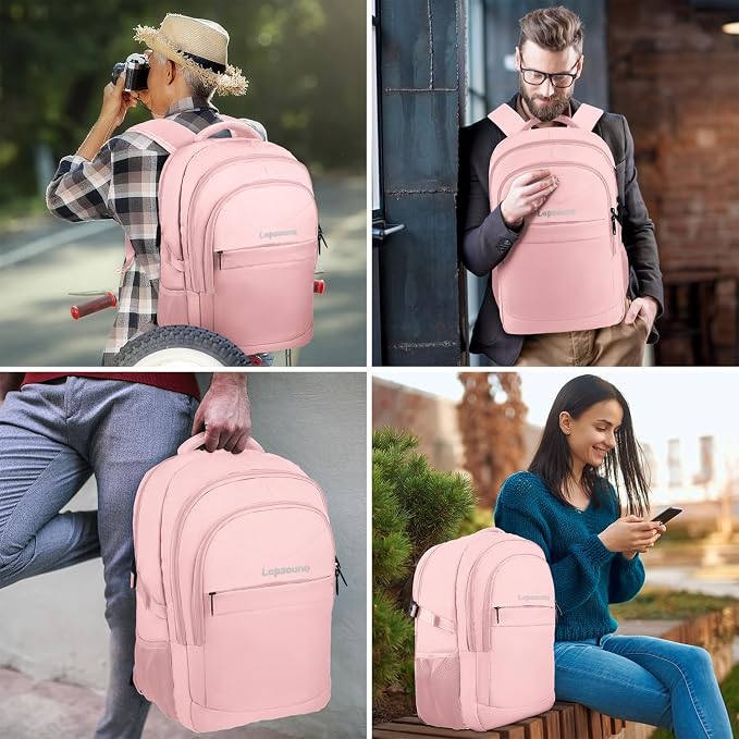 Lapsouno Large Backpack for Women, TSA 17.3 Inch Travel Laptop Backpack - Image 7