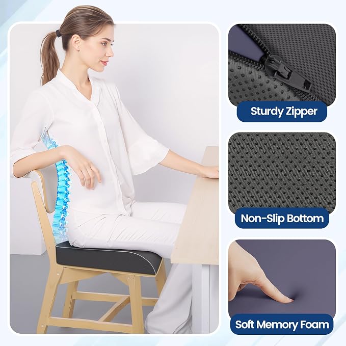 Seat Cushion for Tailbone Pain Relief, Office Chair Cushion, Memory Foam Large - Image 3