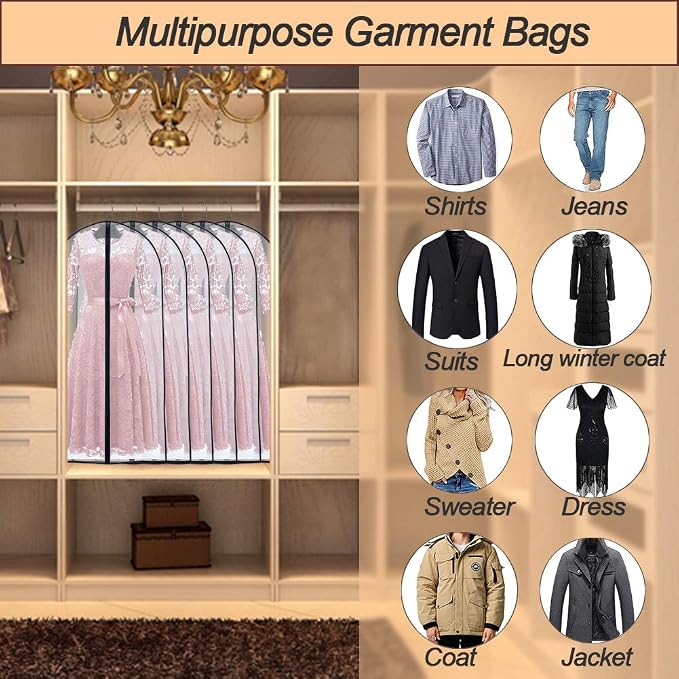 Garment Bags for Hanging Clothes 24'' x 48'' Suit Covers for Closet Garment Bag - Image 6