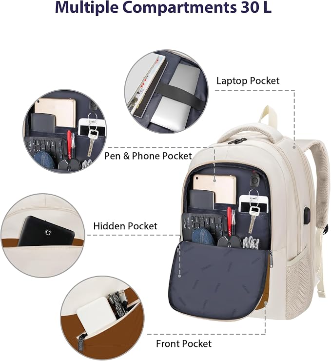 MATEIN 17.3 Inch Womens Laptop Backpack, Water Resistant Work Business Backpack - Image 6