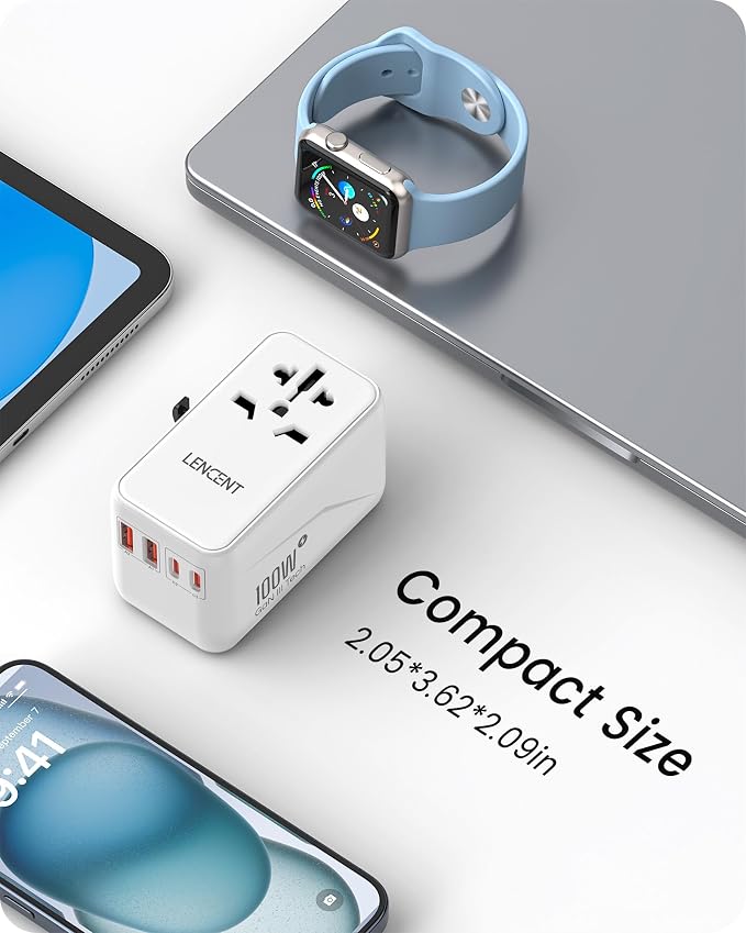 LENCENT Universal Travel Adapter, 100W GaN3 International Adaptor - Image 5