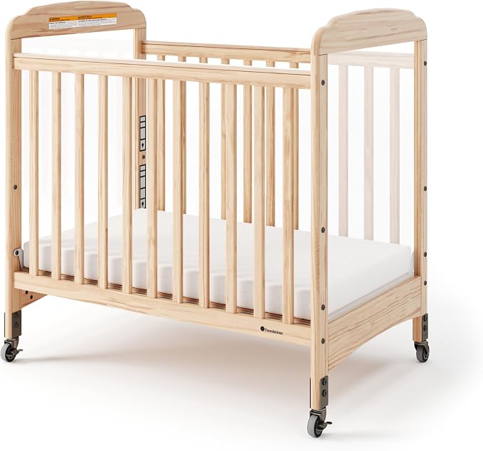 Foundations Serenity Compact Clearview Daycare Crib, Fixed Side, Durable Wood by FoundationsChildrensProducts