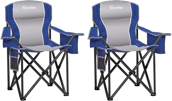 Padded Camping Chairs for Adults, Oversized Folding Outdoor Chairs, Weight by VOYSIGN