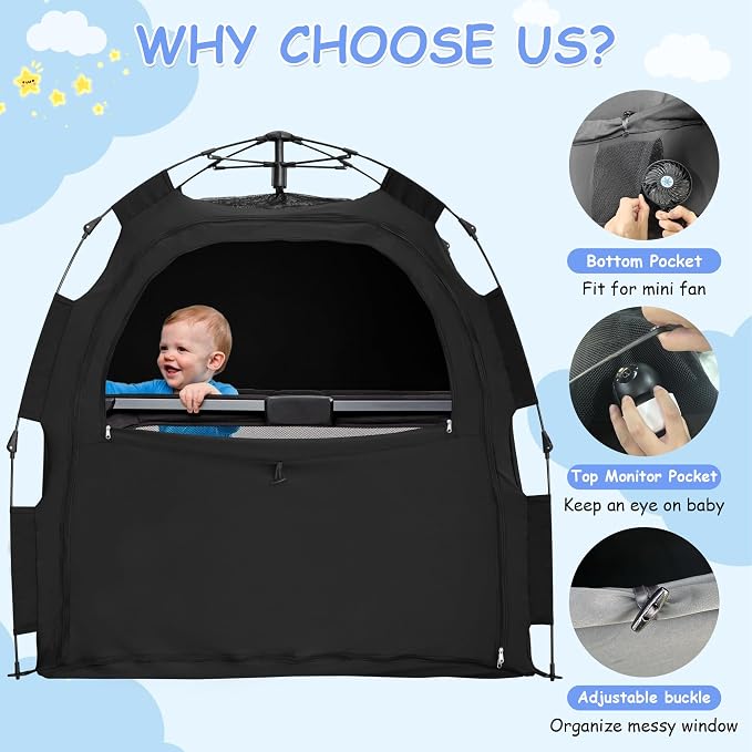 Sleep Tent for Pack N Play, Baby Sleep Tent One-Click Assembly Effective Light - Image 4