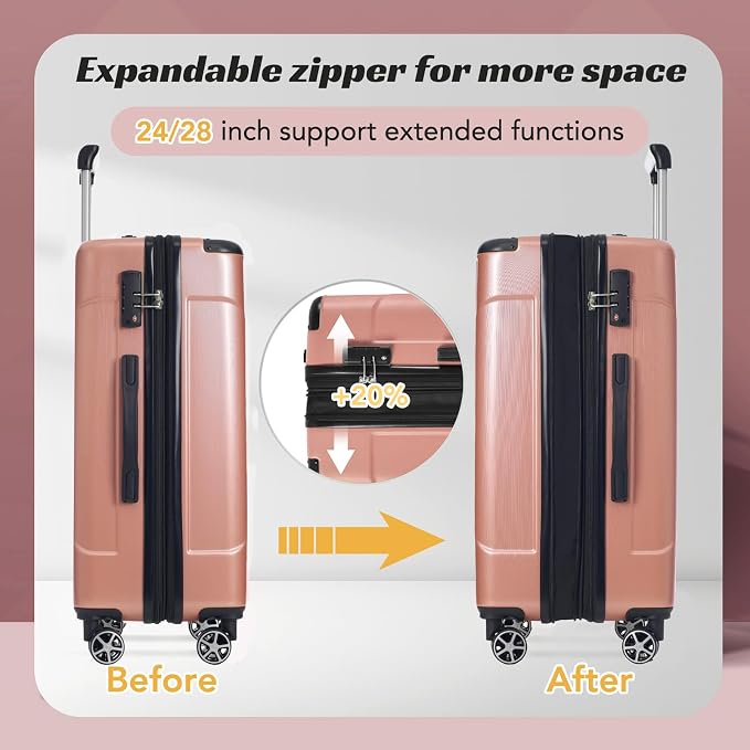 Merax 24 Inch Expandable Checked Luggage, Hardshell ABS Medium Suitcase - Image 3
