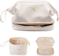 Bridesmaid Proposal Gifts, Initial Large Makeup Bag, Personalized Double Layer by Vogewood