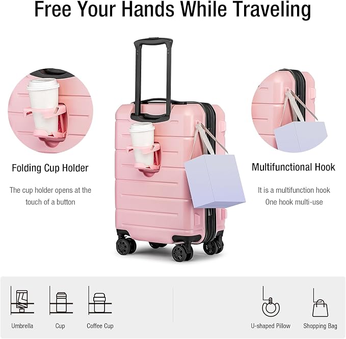 KYME Pink Hardside Expandable Carry On Luggage 22x14x9 Airline Approved 20 Inch - Image 3