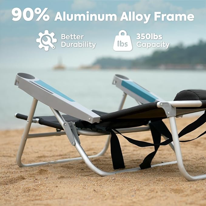 ICECO Backpacking Beach Chairs for Adults, 5 Positions Reclining, Heavy Duty - Image 5