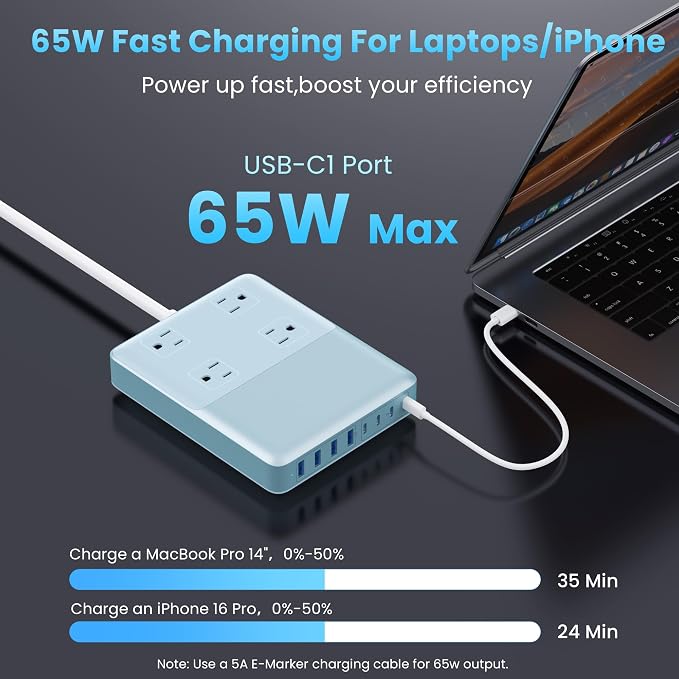 12-in-1 Charging Station USB C Power Strip - Image 4