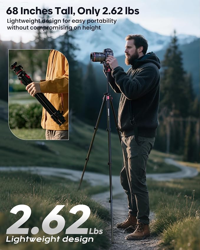 68" Lightweight Travel Camera Tripod - Image 4